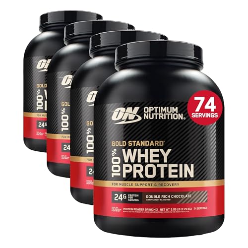 Image of Optimum Nutrition Gold Standard 100% Whey Protein Powder, Double Rich Chocolate, 5 Pound (Packaging May Vary) (Pack of 4)