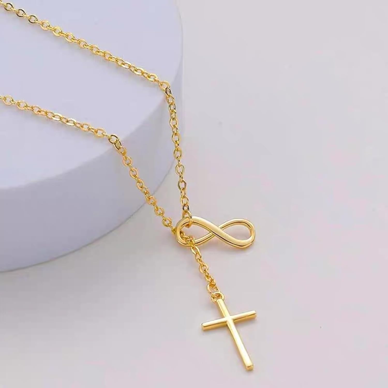 925 Sterling Silver Infinity Cross Necklace for Women Non Tarnish 14K Gold Plated Y Necklace Jesus Christian Faith Necklaces Trendy Crucifix Pendant Necklace Valentines Jewelry Religious Easter Gifts - Image 7