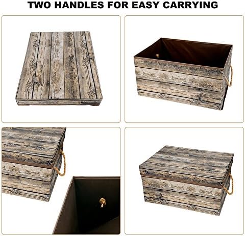 Livememory Fabric Storage Boxes with Lids, Decorative Foldable Storage Box with Handles for Office,Bedroom,Closet, Toy -2 Pack