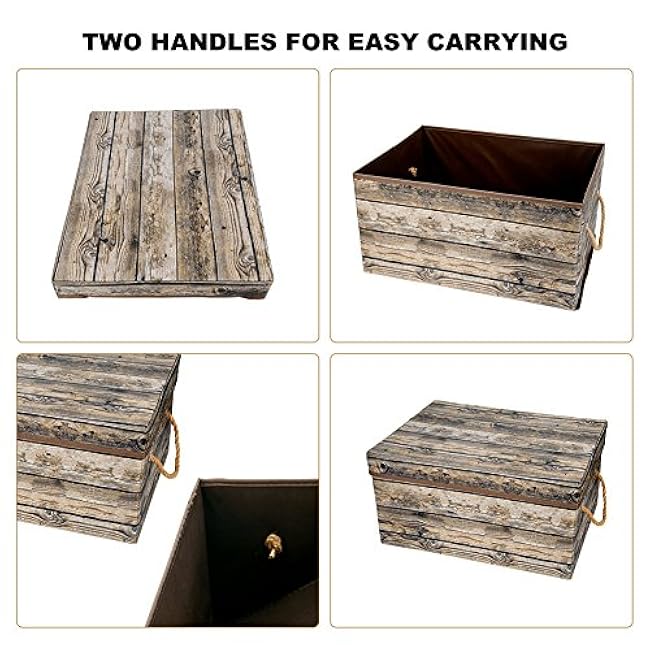 Livememory Decorative Storage Box with Lids, Fabric Storage Box with Lid and Handles for Decorative Storage, L15.7 x W11.8 x H7.9 In(Not Made of Wood)