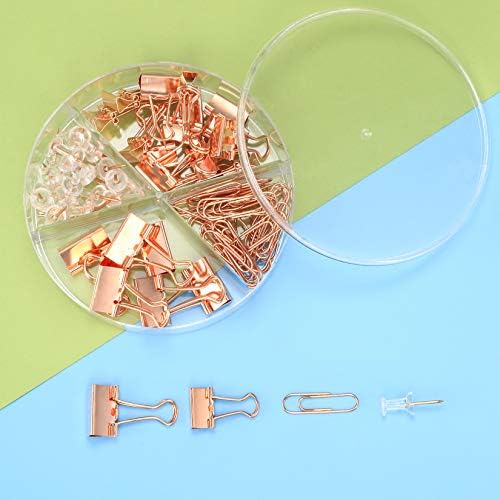 Office Stapler for Desk, Rose Gold Stapler Set Transparent, Small Stapler with 1000pcs Staples & Binder Clip Set