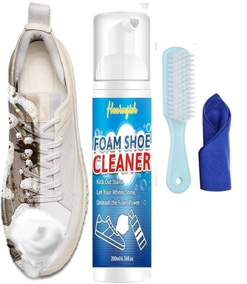 JICOOT Shoe Cleaner Kit, 200ML White Shoe Cleaner with Brush and Towel, Shoe Cleaner Sneakers Kit Removes Dirt and Stain, Sneaker Cleaning kit for Suede, Leather, Knit, Boots, Canvas, Fabric (B0D49W7VVT) Amazon Price History, Amazon Price Tracker