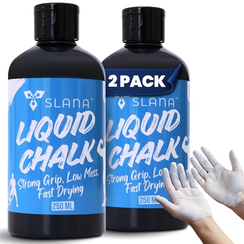 SLANA Liquid Chalk for Gym, Weightlifting – Fast Drying Gym Chalk Liquid, Lasting Grip Formula – Mess Free, Dust-Free, Skin-Safe Liquid Climbing Chalk for Pull Ups, Gymnastic & Training - 1 Pack-250ml