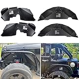 Sunluway Jeep Wrangler JK Front and Rear Inner Fender Liners for 2007-2018 JK JKU 4WD US Flag Logo Aluminum Lightweight Design Black Splash Guards