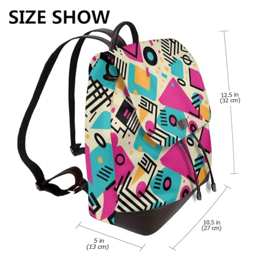 80s 90s Lightweight Daypack Bag Microfiber PU Leather Backpack for Travel Business Commute Gym2