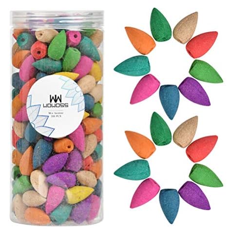 WOWOSS 200Pcs Incense Cones Backflow Scent Cones Natural Long Burning Incense Cones for Backflow Burner Cover