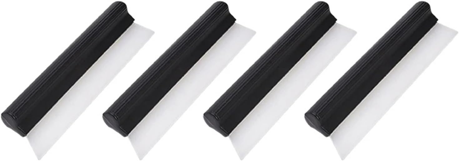 2/4PCS Flexible Silicone Car Wiper Window Cleaner Soft Squeegee Blade Scraper Tool，Compatible for Auto Glass Cleaning Handy Water Remover(Black-S-4PCS)