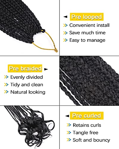 French Curl Crochet Braids 22 Inch 8 Packs French Curly Braiding Hair Goddess Box Braids Crochet Hair For Black Women Pre Looped Crochet Box Braids With Curly Ends Pre Braided French Curl Braiding Hair (22 Inch, 1B) #TOP2