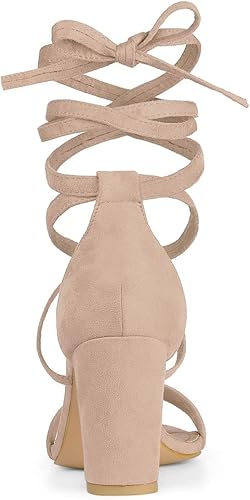Miniatura 3 de Allegra K Sandalias de tacón alto grueso con cordones para mujer