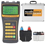 Bonvoisin Handheld Ultrasonic Flow Meter Portable Clamp on Flowmeter with Data Output S1+M2 Sensors for Seawater Alcohol Industrial Sewage DN15-700mm (1/2-28')