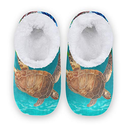 JNlover Ocean Turtle Tropical Fish - Pantuflas para casa con parte trasera cerrada para...