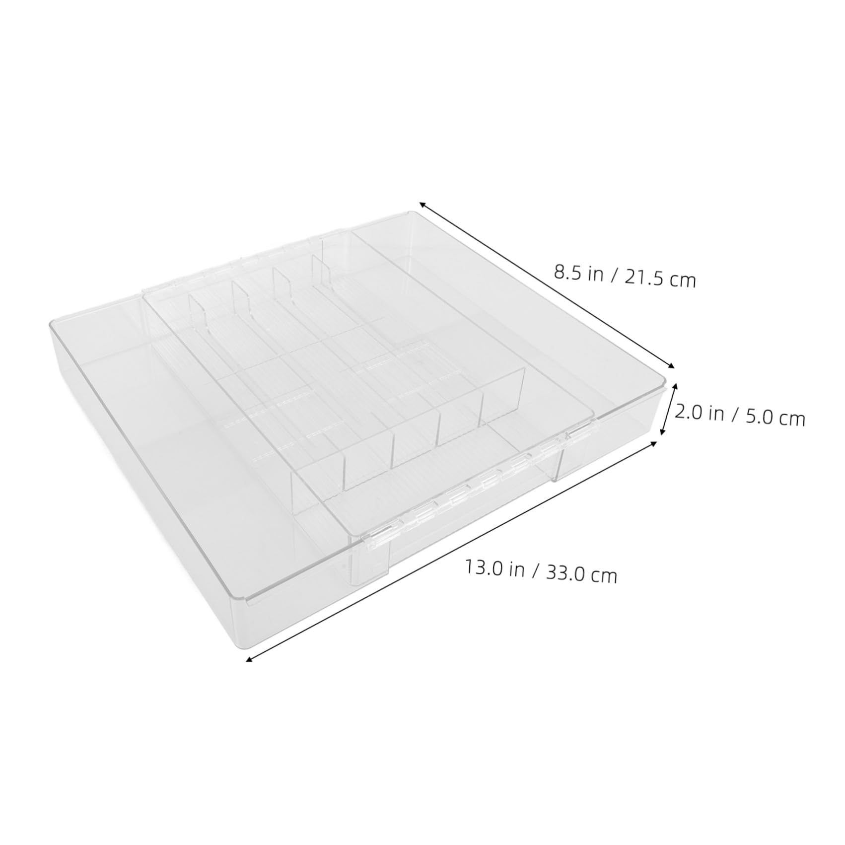 NUOBESTY Erweiterbarer Besteckschubladen Organizer aus Bruchsicherem Acryl Mittlere Größe Transparenter Küchenutensilienhalter für Schublade Multifunktionales Aufbewahrungsfach für Büro