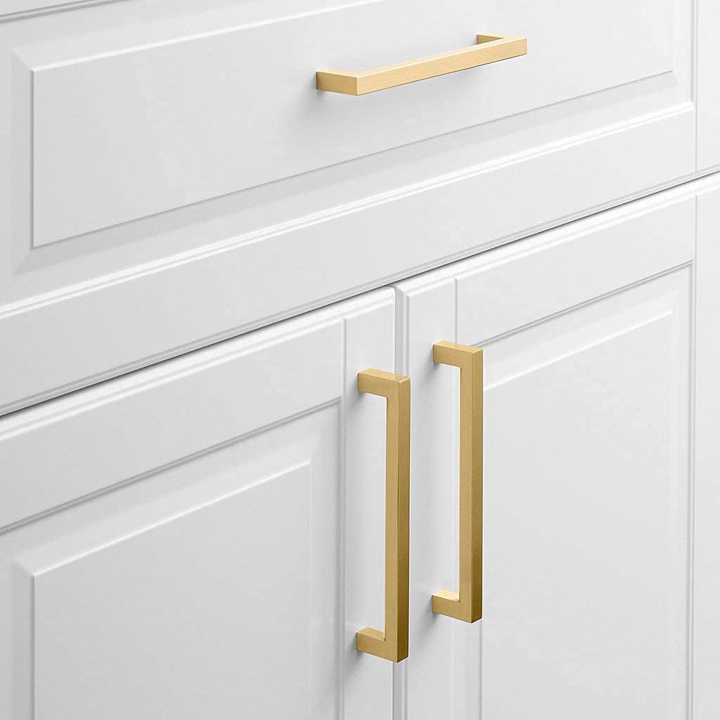 SYDARSYN 2 Pack Cabinet Handles Gold Kitchen Cupboard Handles Stainless Steel Square Drawer Handles 128mm (Screws Included) - Image 4
