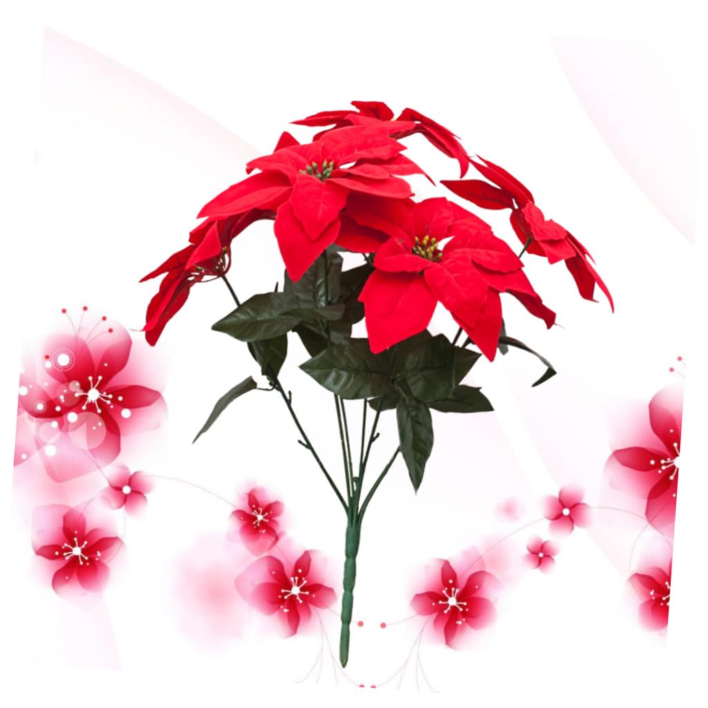 Ciieeo 2piezas Adornos Artificiales De Poinsettia para Decoración Navideña Cabezas De Flores Simuladas para Árboles y De Mesa para Especiales