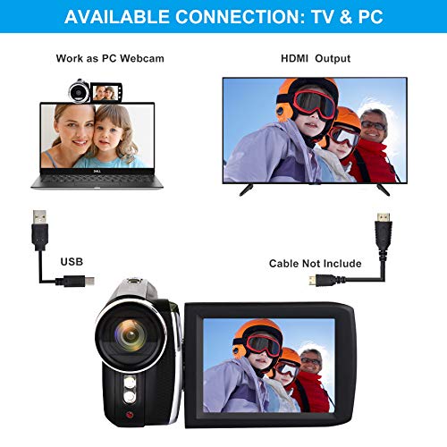 Heegomn digitale camcorder voor beginners voor kinderen/kinderen/tieners, mini-videocamera 1080P HD /12MP/2.8"LCD/oplaadbare batterij / 8x digitale zoom - Image 6