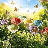 Bienentränke Keramik 6 Stück Insektentränke Garten 2026 Blumen Bienentränke Für Den Garten, Bienenblüten Wassertränke,Blüte Gartenstecker Geschenk Futternapf Für Honig, Spenders,Outdoor,Terrasse