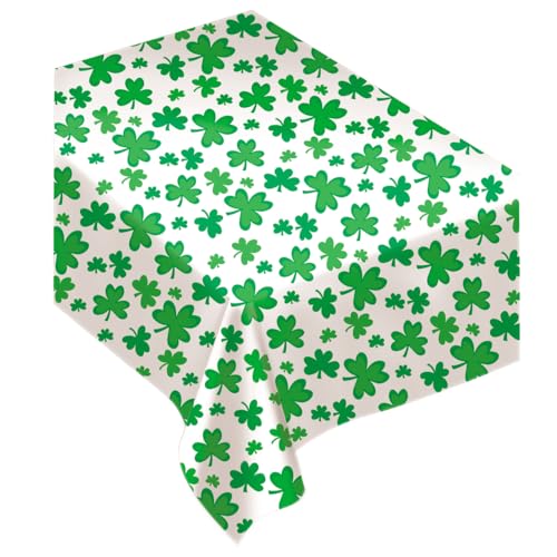 Shamrocks Flannel-Backed Vinyl Table Cover - 52" x 90", Vibrant & Fun Design for St. Patrick's Day Indoor & Outdoor Dining, Parties & Events, Pack of 1
