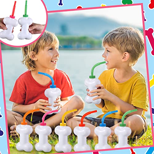 Dog Bone Cups With Straws And Lids 10Oz Party Supplies Cup White Dog Puppy Party Favor Cups Plastic Reusable Dog Bone Shaped Cups Set For Kids Birthday Dog Theme Party Supplies (24) #TOP4
