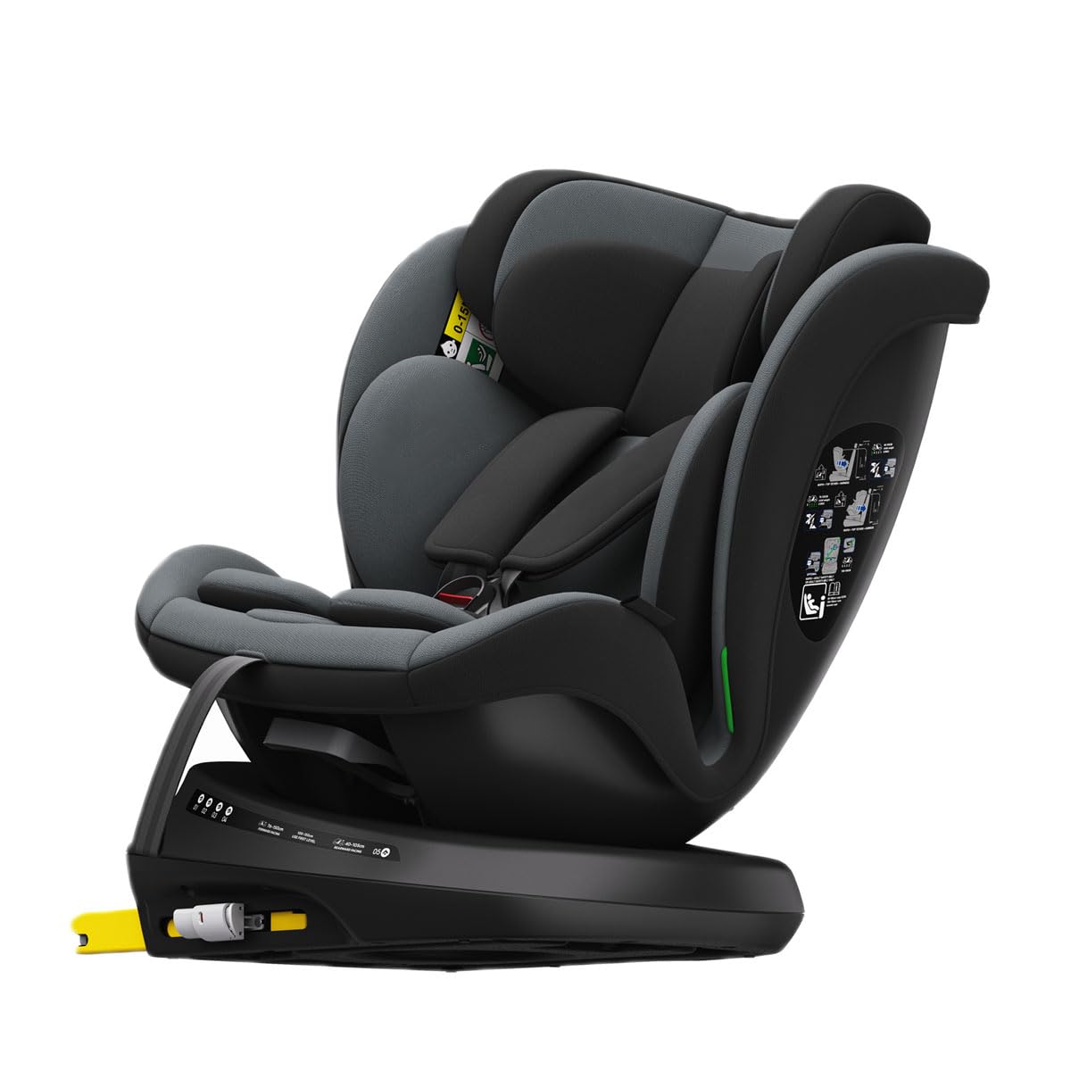 Reecle I-Size Silla de Coche Giratoria 360 con ISOFIX, 40-150cm (Negro)