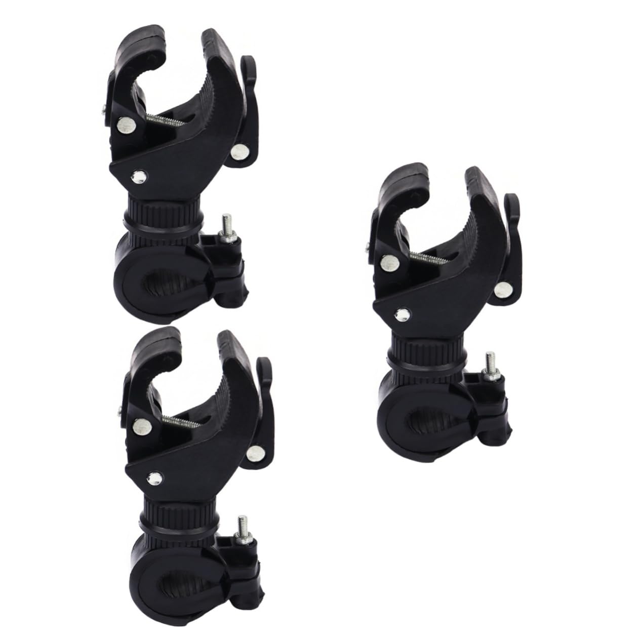 GANAZONO 3pcs Rotatable Bike Flashlight Holder Bracket for Night Cycling Sturdy Plastic Design Convenient Hands Lighting for Mountain and Road Biking