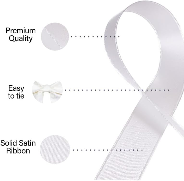 SR- Full Reel 6mm Double Faced Satin Ribbon, 20 Metres on Reel - Off White