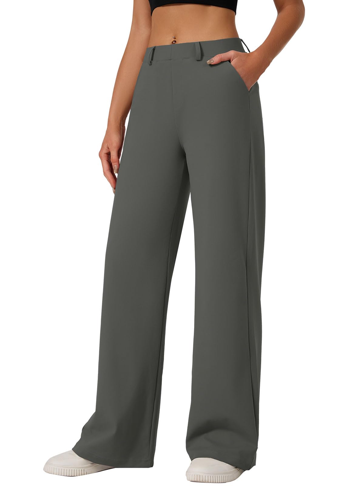 Womens Wide Leg Dress Pants Work Slacks Dressy Casual Trousers with Pockets