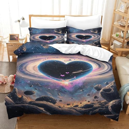 Housse de couette 3D aventure spatiale king size hypoallergénique et douce