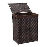 Mxfurhawa Slim Laundry Basket on Wheels, Heavy Duty Cotton Liner Laundry Storage Hamper with Handles