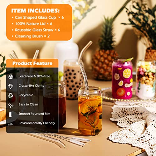 Acbaeta 2023 Drinking Glasses Set Of 6, 16Oz Beer Can Glass Cups With Lids And Straws, Iced Coffee Cup, Beer Glasses, Glass Coffee Cups, Water Glasses, Glass Tumbler, Whiskey, Wine, Soda #TOP1