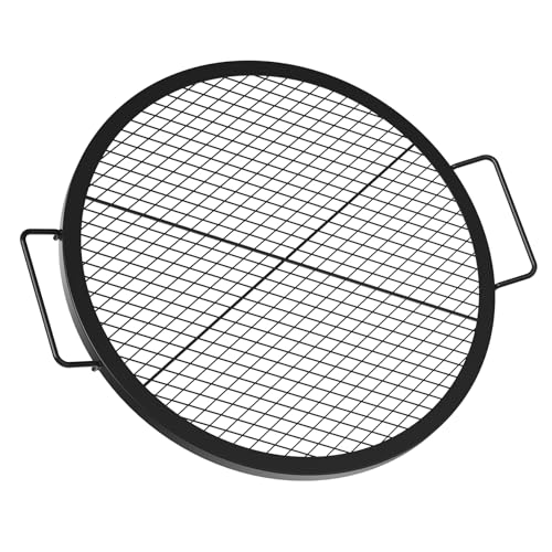 onlyfire Round Fire Pit Grill Grate Heavy-Duty Steel Cooking Grate with X-Marks Design Portable Campfire Grill for Outdoor BBQ Camping Picnics - 24 Inch