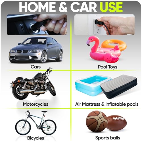 Image of FORTEM Tire Inflator Portable Air Compressor 150 PSI, 12V Electric Bike Pump for Car Tires and Bicycles with LED Light, Digital Tire Pressure Gauge w /Auto Shut Off, Carrying Case