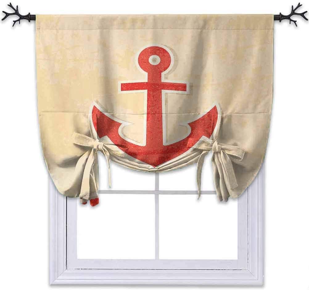 YUAZHOQI Tie Up Curtains, Anchor Chain Illustration Marine Life Navy