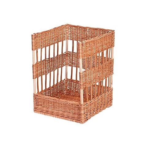 e-wicker24 Wicker Baguette Basket Bakery Basket Bar Bread Basket Serving Basket Bread Stand Freestanding Bread Bin Made of Natural Willow Cover