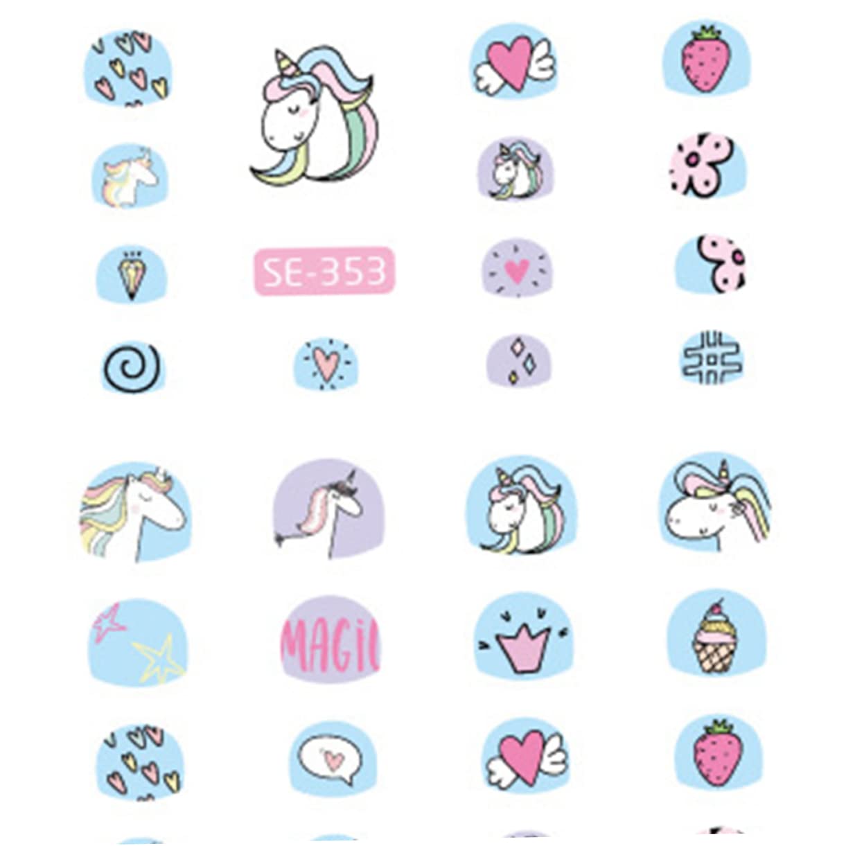 FRCOLOR 30fogli Adesivi Per Unghie Tema Unicorno Adesivi Cartoon Autoadesivi Per Nail Art Per Ragazzo Ragazza Motivi Casual