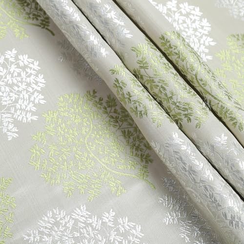 Image of Homestan Jacquard Long Door Curtains 9 Feet Long Set of 1, Elegant Screen for Door with Grommet for Home Decor (9x4 Feet, Green)