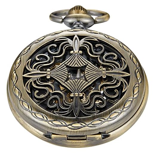 Whodoit Retro Bronze Knot Hollow Mechanical Pocket Watch for Men