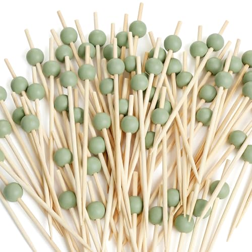 200 Pcs Sage Green Easter Spring Party Cocktail Pick 4.7"