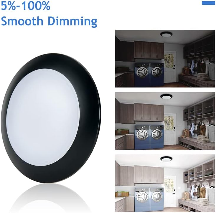 Miniatura 3 de Pelogona Lámpara de techo negra empotrada, regulable de 11 pulgadas y 3CCT seleccionable, lámpara de disco redonda de perfil bajo, 20 W, 1800 lm,
