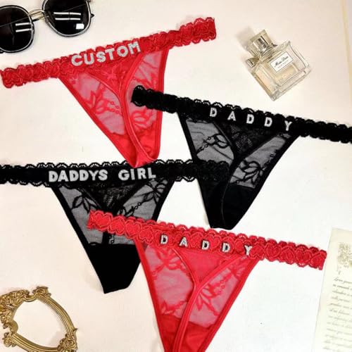 2-Pack Custom Thongs Rhinestone Name Thongs - Personalized Thong for Women with His Name Customized G-String Panties2