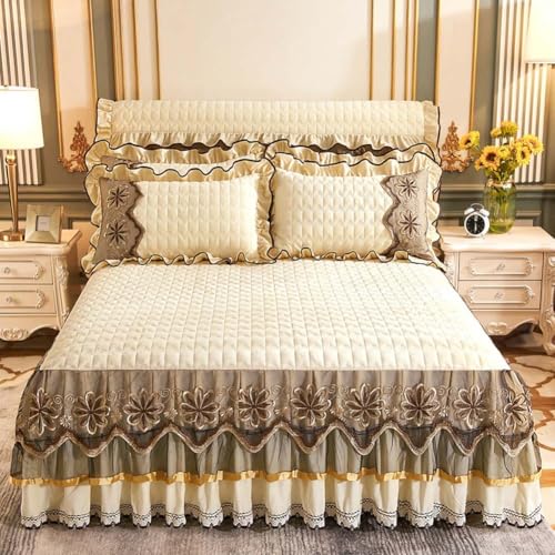 Cubrecama con falda de 3 piezas tamaño king para renovar el dormitorio principal 2