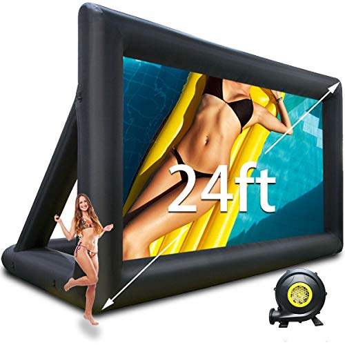 Yimukaka 24Ft Large Inflatable Movie Screen with Stand for Outside-Support Rear Projection-Stable Outdoor Frame-Outdoor Movie Screen with UL Certification Blower，No Seam