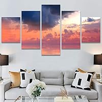 SIGNWIN 5 Panel Canvas Wall Art Modern Art Country Dramatic Global Landscape Multicolor Photography for Home Decorations Ready to Hang - 60