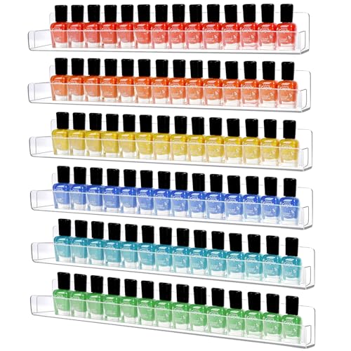 6 Pack Nail Polish Organizer Wall Mounted Shelf with Removable An...