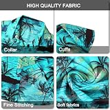 Hawaiian Shirt for Men - Men's Hawaiian Button down Shirts Floral Shirts Printed Casual Short Sleeves, Green Beach - No Pocket, L