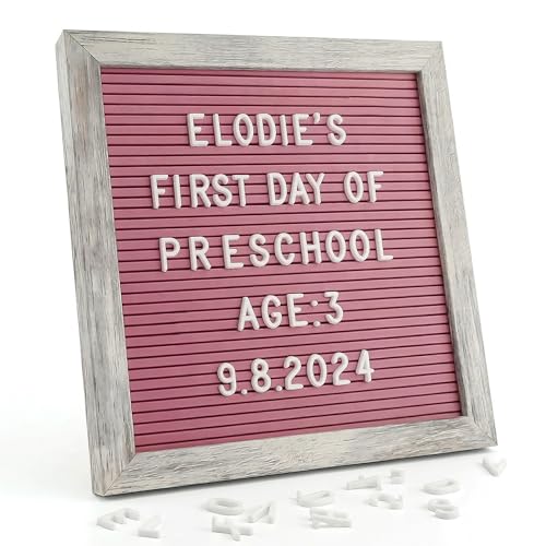 Image of Rustic Hot Pink Felt Letter Board 10x10 Inch, 336 Changeable Letters | Message board with letters, numbers & symbols for classroom, home, office, announcements and everyday messages