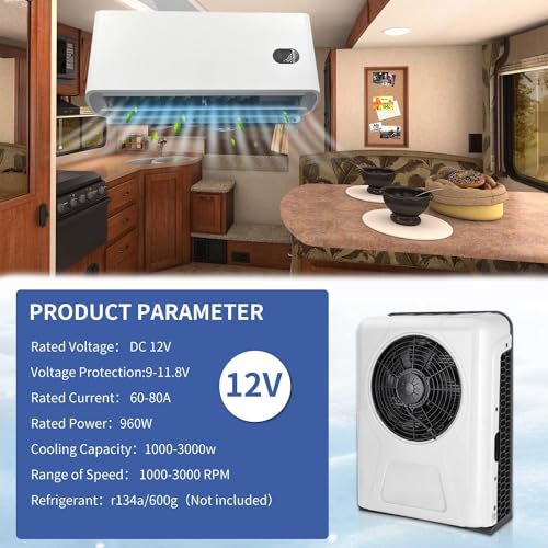 12V DC Air Conditioner Truck Air Conditioner for Rvs, Trucks, Construction Vehicles etc, Electric Split Parking A/C Silent Air Outlet Fast Cooling 10500BTU - Image 5