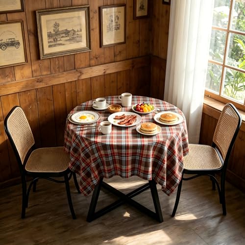 UWWGKK Wipeable Gingham Tablecloth, Coffee Red Plaid Square Tablecloth Durable, Table Cloth for Birthday Decorations, Picnic, Party, Restaurant