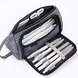 Big Capacity Colored Canvas Pencil Pen Case, Large Multifunction Pencil Pen Holder Organizer Bag for