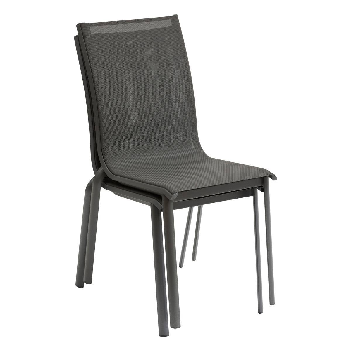 Hespéride - Chaise de Jardin Empilable Axant Anthracite - Aluminium Traité Epoxy Texaline - Dim 48 x 63 x 94 cm - Meuble d'Extérieur Empilable