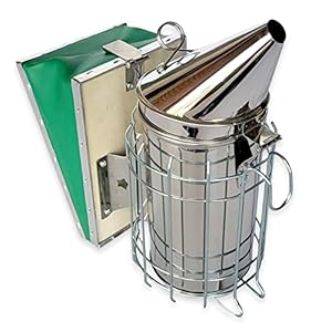 Foxhound Bee Co Stainless Steel 11-inch Smoker for Beekeeping with Heat Chamber, Burn Shield, Green Bellow and Heavy Duty Features for Producing Smoke when Working Bee Hives